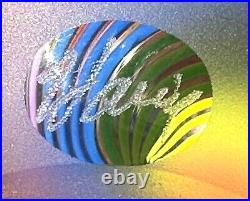 Art Glass Paperweight Frosted Rainbow Tropic Signed Paul Harrie