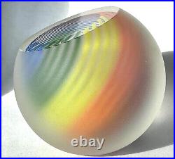 Art Glass Paperweight Frosted Rainbow Tropic Signed Paul Harrie