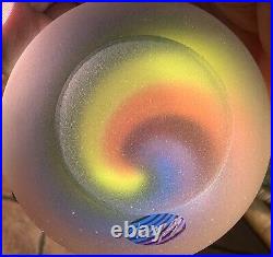 Art Glass Paperweight Frosted Rainbow Tropic Signed Paul Harrie