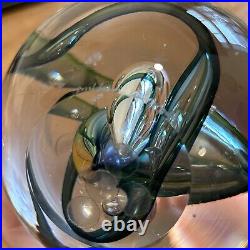 Art Glass Round Clear Green Paperweight 5 Swan Signed Royal Leerdam