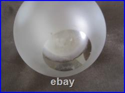Art Glass Signed Paperweight Frosted Glass 4 Hole in Top Brown Yellow Stripe