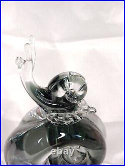 Art Glass Snail Paperweight Blown Glass Ornament Clear And Smokey Gray
