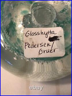 Art glass paperweight signed Glasshytta. Pedersen Gruer Norway