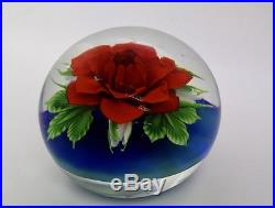 Authentic Unique Daniel Salazar Lundberg Studios Red Rose Art Glass Paperweight