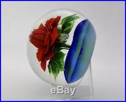 Authentic Unique Daniel Salazar Lundberg Studios Red Rose Art Glass Paperweight