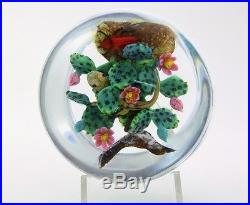 Authentic Unique Rick Ayotte Bird, Lizard, Bug and Flowers Art Glass Paperweight