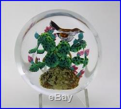 Authentic Unique Rick Ayotte Bird, Lizard, Bug and Flowers Art Glass Paperweight