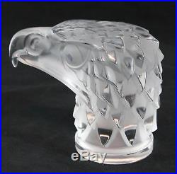 Authentic Vintage Signed Lalique France Art Glass Eagle Head Paperweight, NR