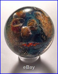 Awesome JOSH SIMPSON Inhabited PLANET ART Glass MARBLE 1.8 Paperweight Related
