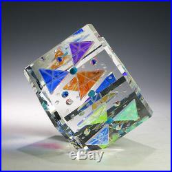Awesome Optic Crystal Dichroic Glass Paperweight PINWHEELS by Ray Lapsys