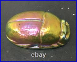BEAUTIFUL SCARAB PAPERWEIGHT IRIDESCENT EGYPTIAN Glass BEETLE Free S&H