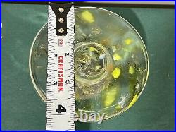 BLENKO Art Glass Mushroom Paperweight Clear / Yellow 3x 4 1/2 UV REACTIVE