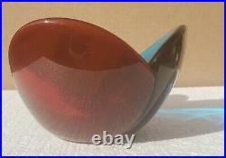 BLENKO Tri Colored Glass Bowl Red Blue Green #5831 Wayne Husted Candy Dish