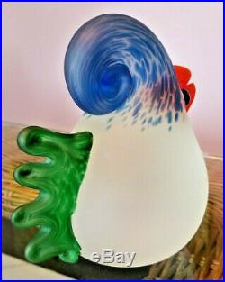 BOROWSKI Art Glass CHICK BIRD Figurine PAPERWEIGHT Signed Green Blue Orange EUC