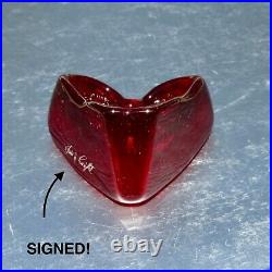 BRAND NEW RED FLOWING HEART Signed Fire and Light Recycled Art Glass