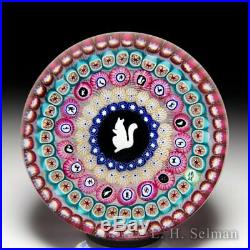 Baccarat 1972 Gridel squirrel and concentric millefiori glass art paperweight
