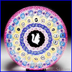 Baccarat 1972 Gridel squirrel and concentric millefiori glass paperweight