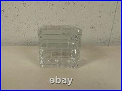 Baccarat France Clear Crystal Small Cube Form Paperweight with Brick Style Design