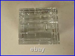 Baccarat France Clear Crystal Small Cube Form Paperweight with Brick Style Design