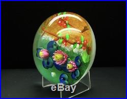 Baccarat Kyoto Lotus Flowers Art Glass Unique Limited Ed Paperweight, 2.3H x 4W
