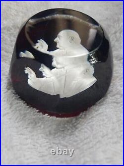 Baccarat Pope John XXIII Sulphide Paperweight Vtg art glass France