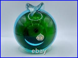 Barbini Murano Uranium Manganese Glass Sommerso Apple Teal Blue Green Bookend