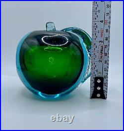 Barbini Murano Uranium Manganese Glass Sommerso Apple Teal Blue Green Bookend