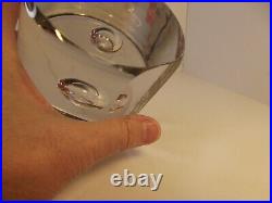 Barbini Signed Clear Art Glass Column with Flat Side & Bubble RARE 3 pounds