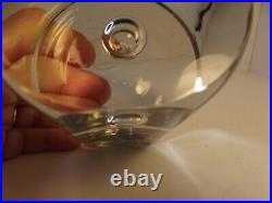 Barbini Signed Clear Art Glass Column with Flat Side & Bubble RARE 3 pounds