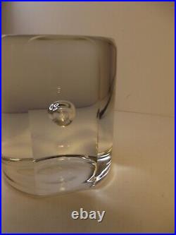 Barbini Signed Clear Art Glass Column with Flat Side & Bubble RARE 3 pounds