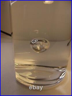 Barbini Signed Clear Art Glass Column with Flat Side & Bubble RARE 3 pounds