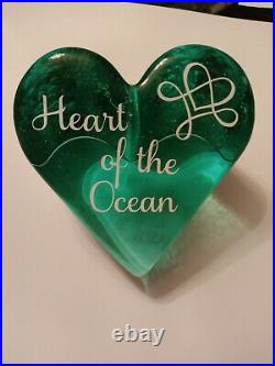 Beautiful Authentic Fire & Light Glass Recycled Signed Heart Paperweight
