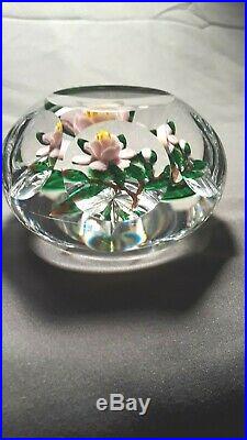 Beautiful Debbie Tarsitano Pink Flower Glass Paperweight