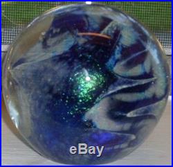 Beautiful! Dichroic Fused Art Glass Signed Paperweight Robert Eickholt 1980