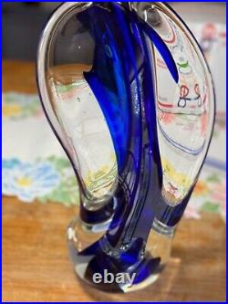 Beautiful Jim Karg 13 free-form glass sculpture title wave signed & dated