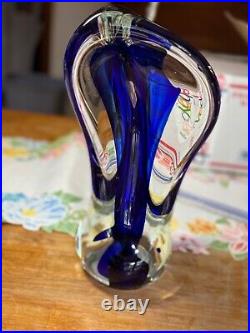 Beautiful Jim Karg 13 free-form glass sculpture title wave signed & dated