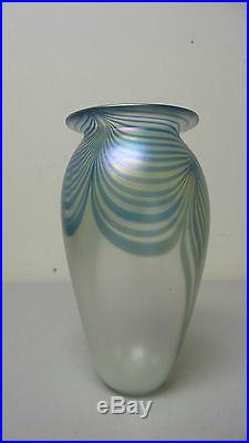 Beautiful Robert Eickholt Art Glass Clear Iridescent Vase, Signed & Dated 1993