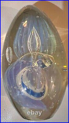 Beautiful Robert Eickholt Large Bubbles Glass Paperweight Signed and Dated