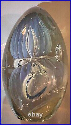 Beautiful Robert Eickholt Large Bubbles Glass Paperweight Signed and Dated