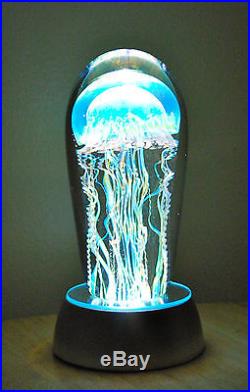 Beautiful Satava Moon Jellyfish Glass Paperweight, Mint Condition, Light Base