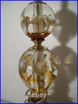 Beautiful amber & tan St Clair table Lamp Indiana paperweight glass