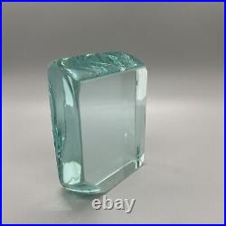 Block Green Heavy Art Glass Paperweight 1lb 3oz 4x3x1.25 Cut Vintage Vtg