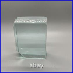 Block Green Heavy Art Glass Paperweight 1lb 3oz 4x3x1.25 Cut Vintage Vtg