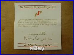Boxed Ltd Ed Perthshire 1997 Christmas Paperweight Lampwork Snowmen(190/250)