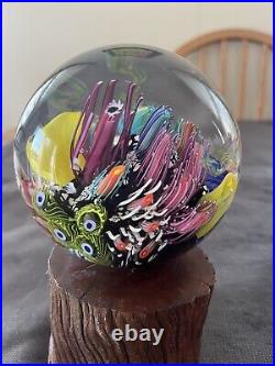 Breathtaking Mark Eckstrand Signed Coral Reef Aquarium Art Glass Paperweight EUC