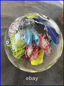 Breathtaking Mark Eckstrand Signed Coral Reef Aquarium Art Glass Paperweight EUC