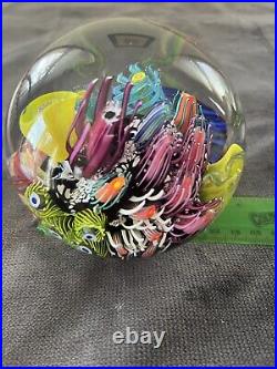 Breathtaking Mark Eckstrand Signed Coral Reef Aquarium Art Glass Paperweight EUC