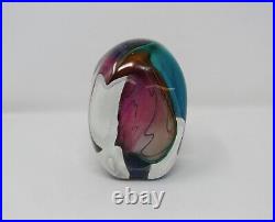 Bruce Freund'98 Rainbow Gold Swirl Art Glass Paperweight Signed