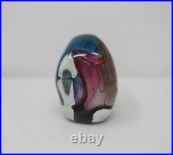 Bruce Freund'98 Rainbow Gold Swirl Art Glass Paperweight Signed