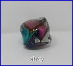 Bruce Freund'98 Rainbow Gold Swirl Art Glass Paperweight Signed